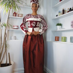 Peplum top with Inverted A-Line Skirt